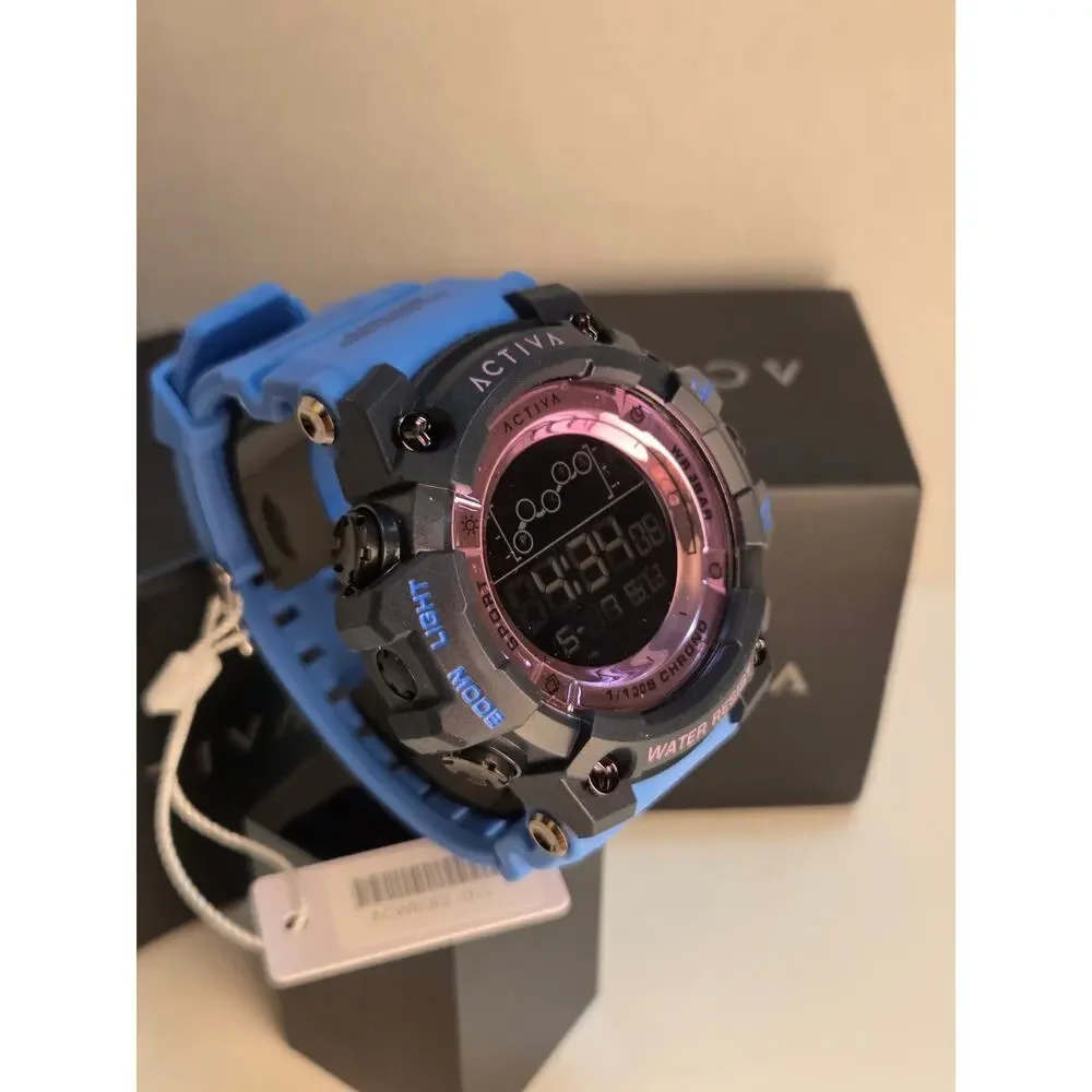 Activa X Invicta ACW8082-011 Digital shock Sport Watch Blue Pink 50mm New NIB